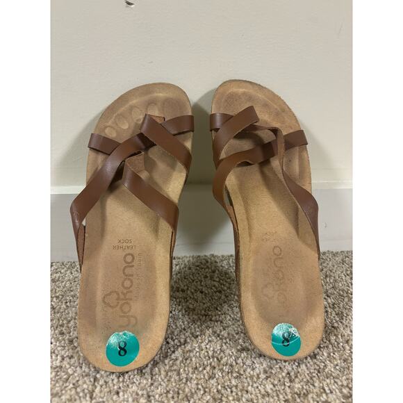 Yokono leather Sock Sandals Brown Strappy Summer Open Toed Made in Spain 8 - Picture 1 of 4